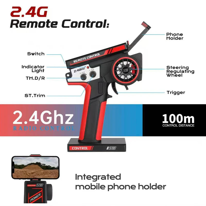 75 KM/H WLtoys 124016 V8 RC Car Brushless 4WD Electric High Speed Off-Road Remote Control Drift Rc Cars for Adults Toys