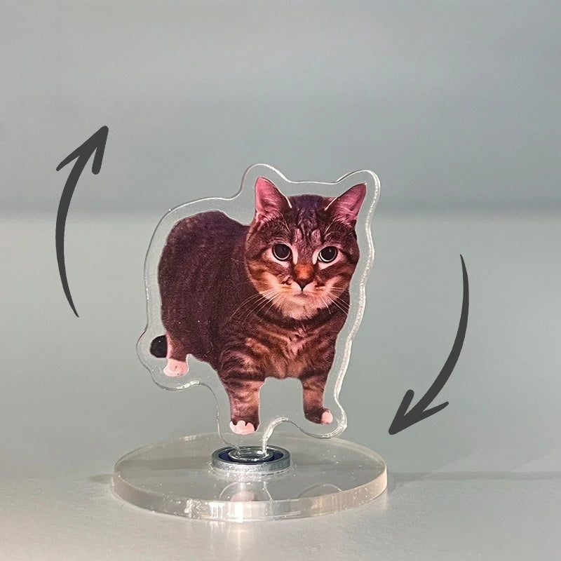 Cute Oiiai Cat NEW Pattern Acrylic 360° Rotating Kitten Stands for Desk Decoration Home Decor Car Motorcycle Kids Adults Gifts