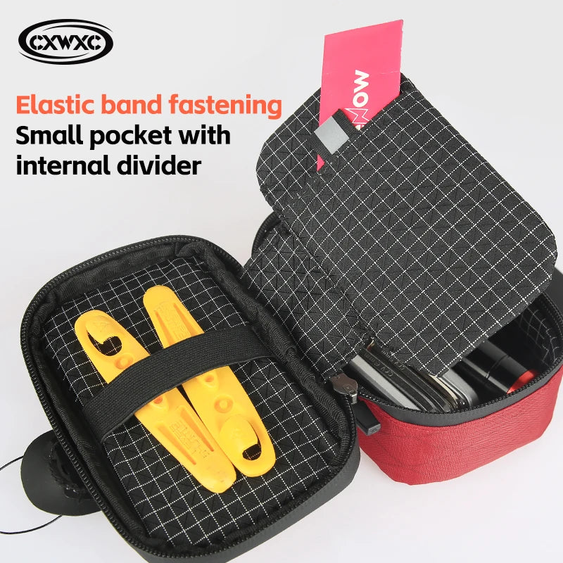 CXWXC Mini Bicycle Saddle Bag 0.6L Lightweight Small MTB Road Bike Tail Bag Portable Multi function boa Lockable Cycling Bag