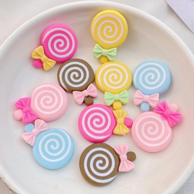 20Pcs New Cute Resin Candy, Lollipop Series Flat Back Scrapbooking DIY Jewelry Craft Decoration Accessories