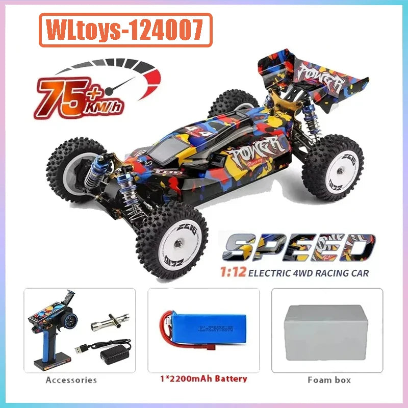 75 KM/H WLtoys 124016 V8 RC Car Brushless 4WD Electric High Speed Off-Road Remote Control Drift Rc Cars for Adults Toys
