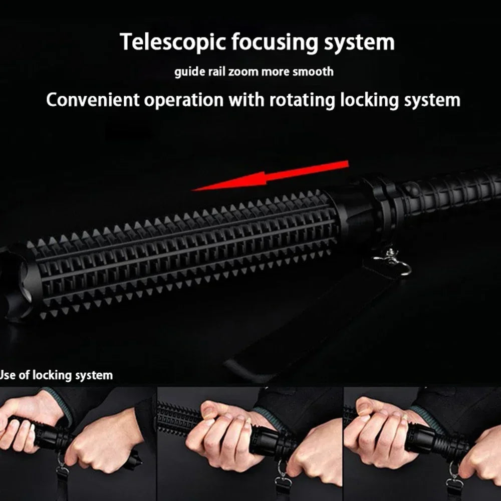 Wolf Tooth Stick Flashlight Strong Light Charging Outdoor Super Bright Multi Functional Telescopic Self Defense Window Patrol