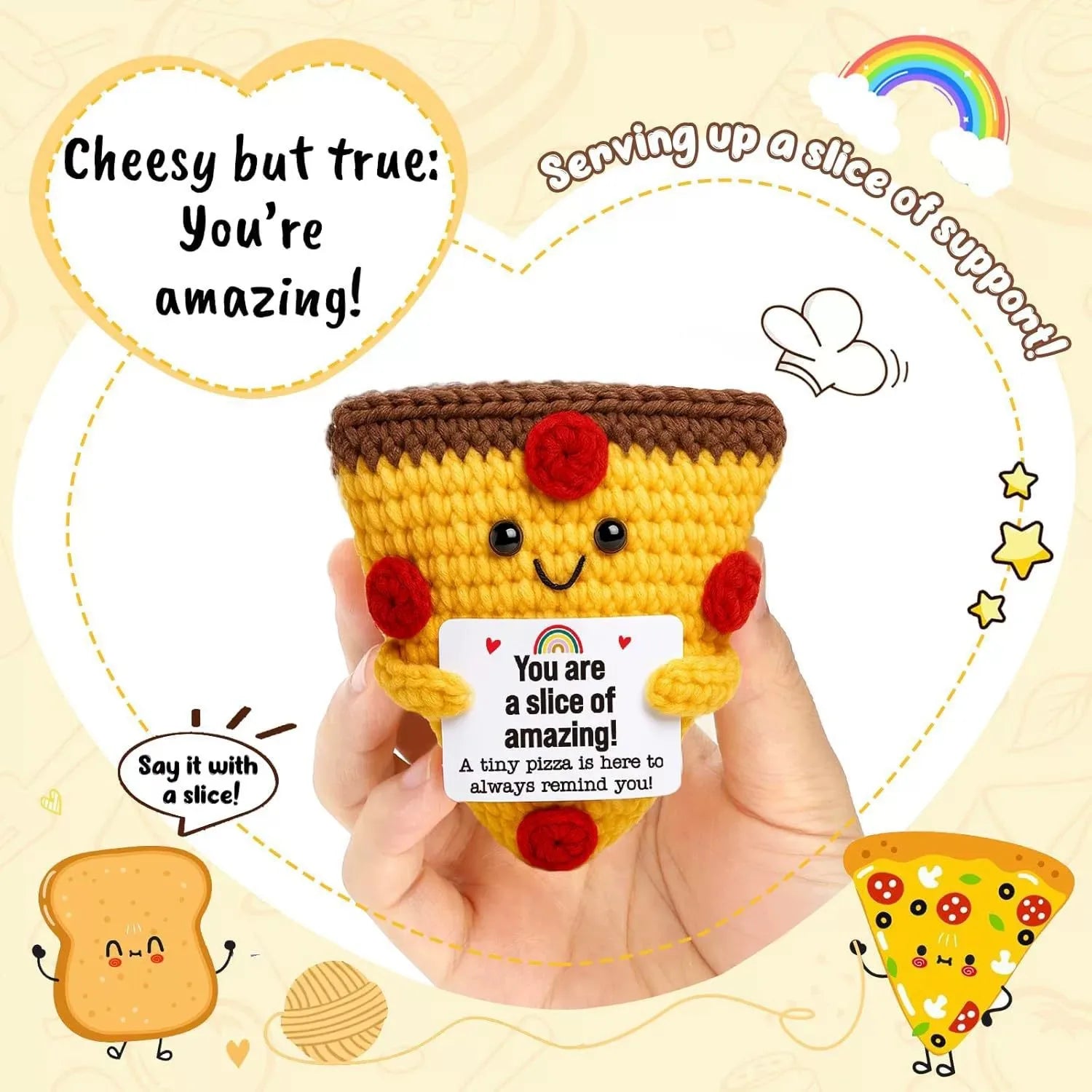 Positive Energy Crochet Doll Pocket Hug Handmade Knitted Plush Potato Plant Avocado Bee Turtle Duck Funny Emotional Support Gift