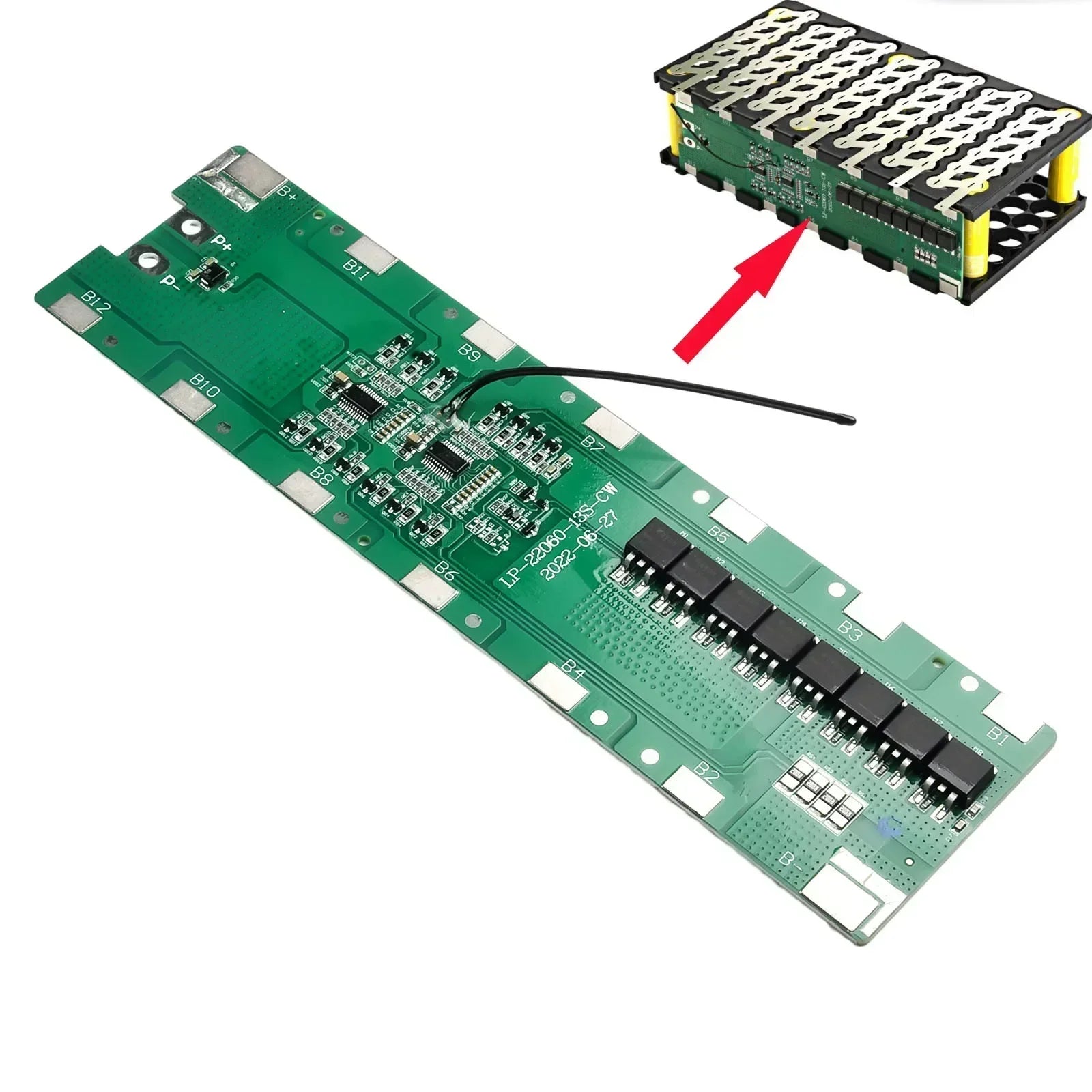 13S 6P 48V Spare E-Bike Battery Box Holder PCB Board With Balance For E-Scooter 48V E-bike Batteries E-bike Battery BoxPCB Board