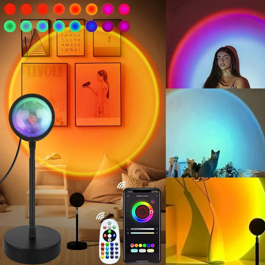 Smart Sunset Lamp Tuya LED Night Light USB RGB Smart Life APP Remote Projection For Room Decoration Photography Festival Birth