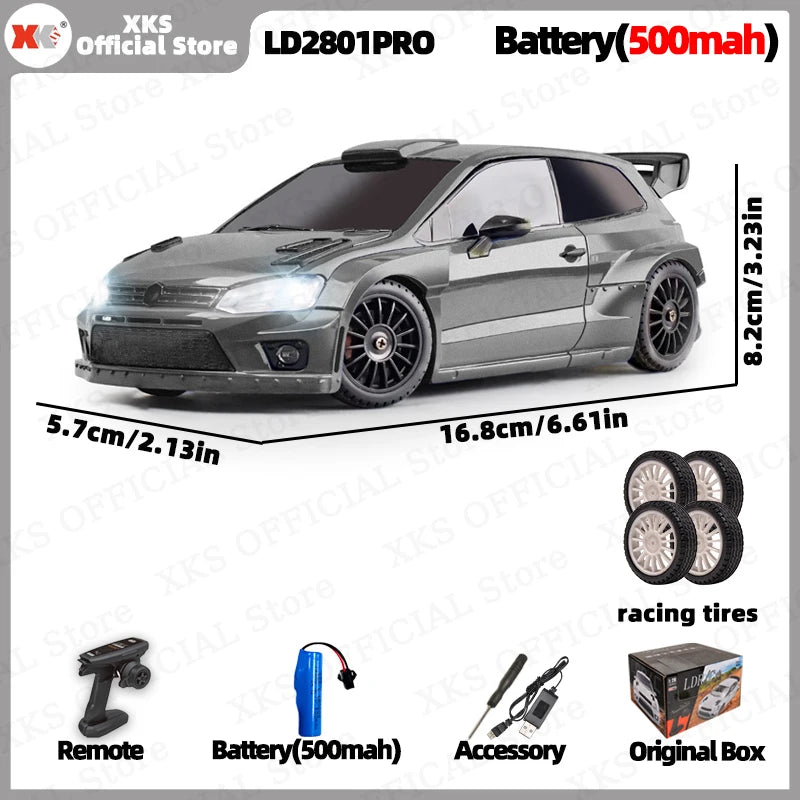 XKS LDRC LD2801 Pro 1/28 4WD RC Car Drift Racing Built-in ESP Gyroscope 2.4G Full Proportional Control RC Toy Gift for Boys Men