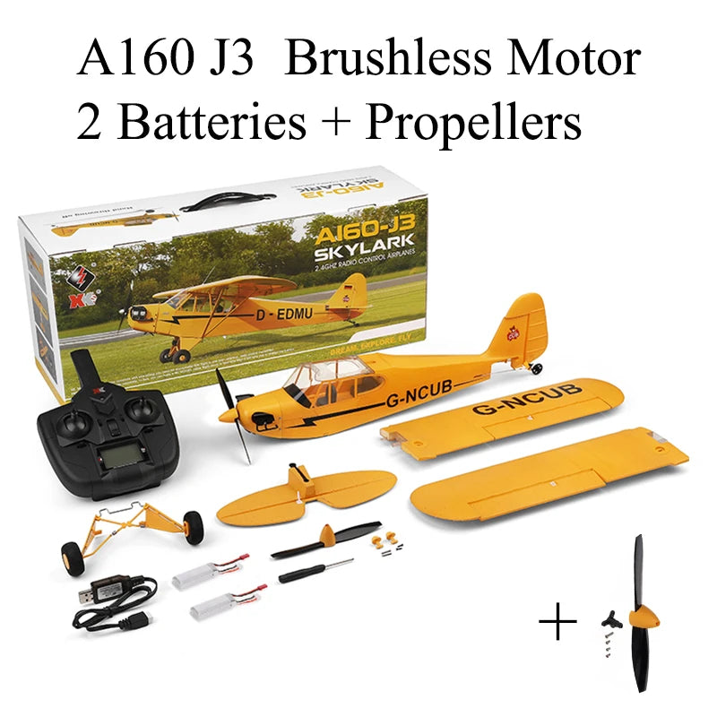 Hot Sale RC Plane RTF 2.4G Brushless Motor 3D/6G Remote Control Airplane Wltoys A160 Upgraded J3-CUB Ready To Fly