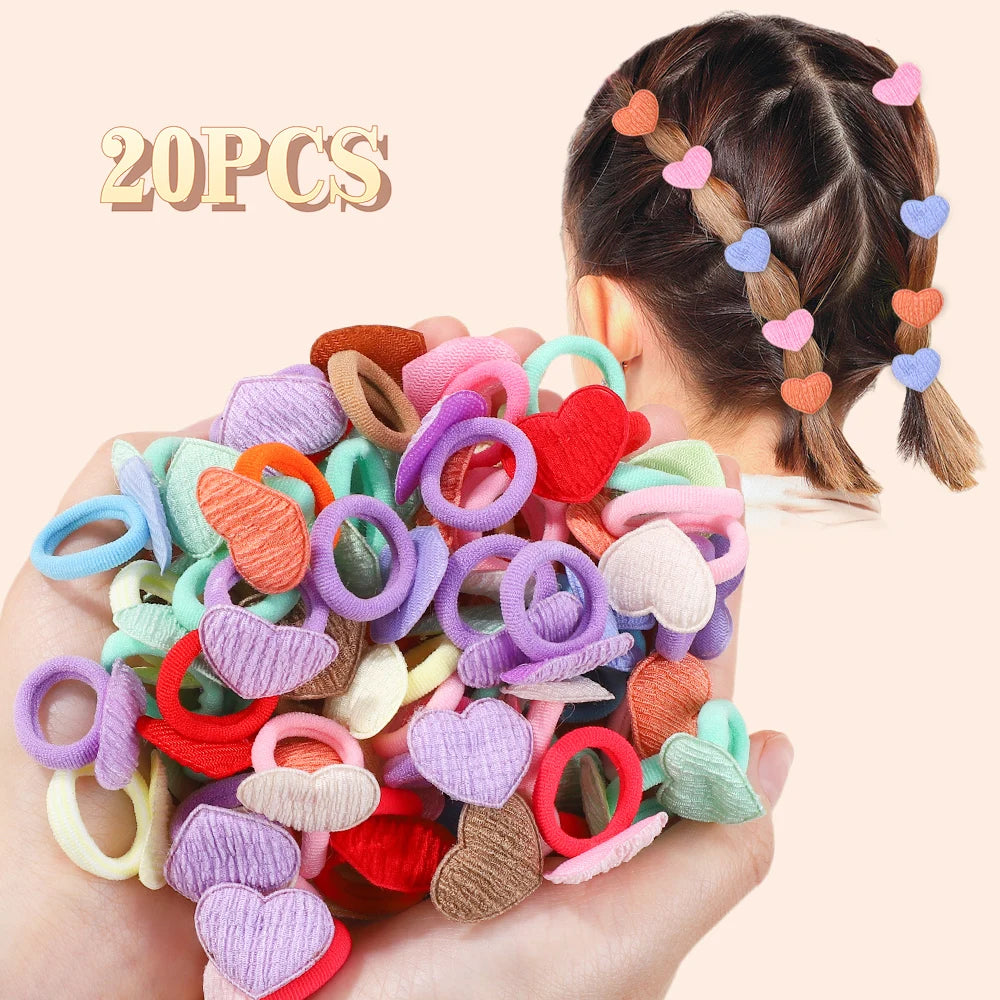 20pcs/lot Kids Elastic Hair Bands Girls Rubber Band For Children Sweets Scrunchie Hair Ties Cute Baby Hair Accessories
