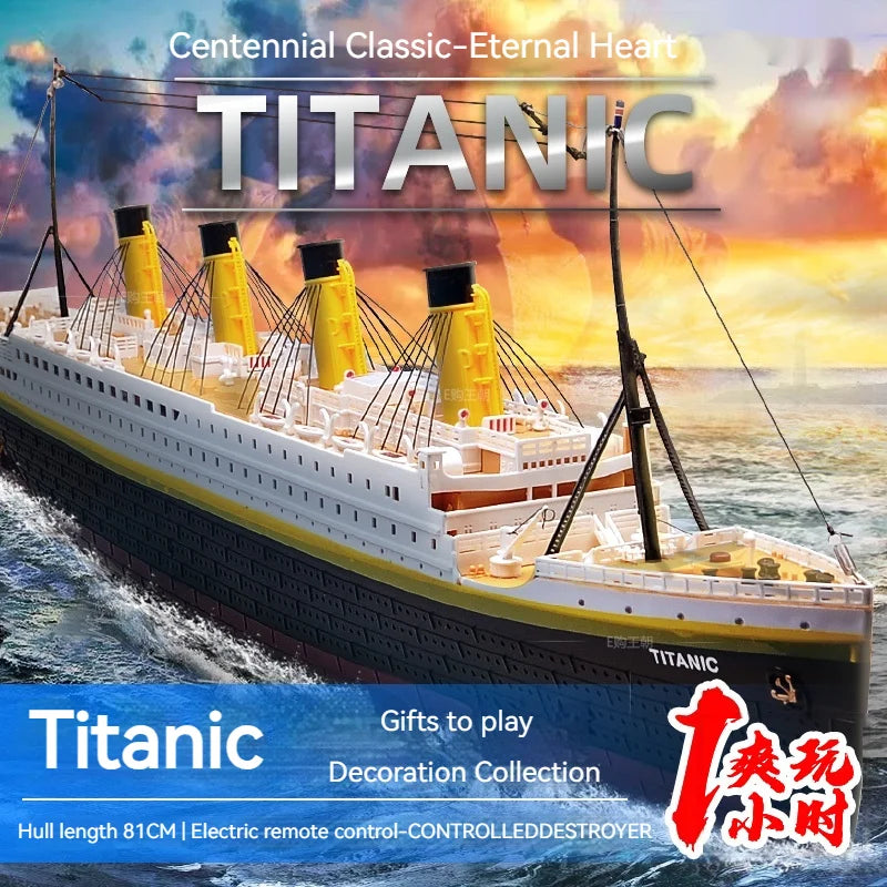 Titanic 81cm Large Remote-Controlled Ship Cruise Ship Speedboat, Water Toy Model, Racing Boat Ornament Electric Toy Boat Gift