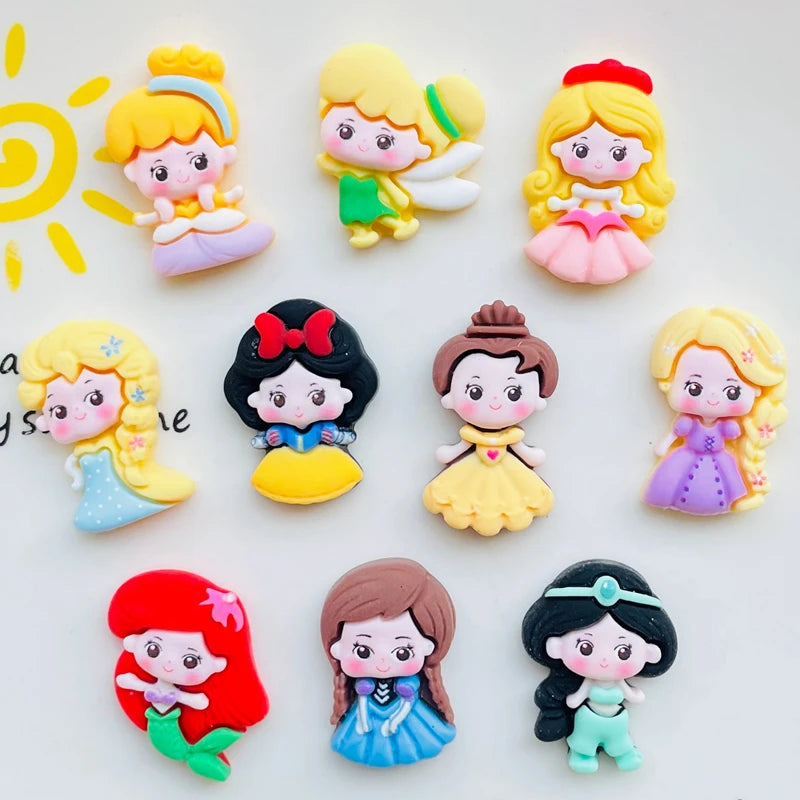 10 Pcs New Mini Kawaii Cartoon Princess Series Resin Scrapbook Diy Jewelry Hairpin Headrope Decoration parts A18