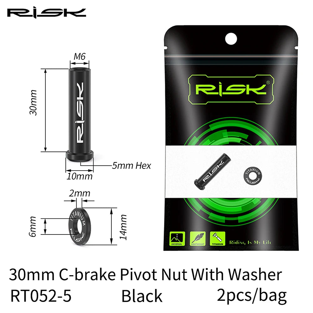 RISK Bicycle C Brake Caliper GR5(TC4) Titanium Road Bike C Clamp Fixed Nuts With Washer M6 x 10/15/20/25/30/40mm Cycling Parts