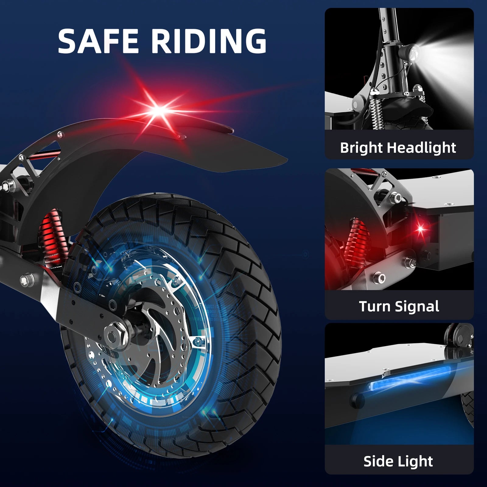 2500W 52V 20Ah Electric Scooter Double Shock Absorption trottinettes électriques 3 Speed Gears Commuter Scooter 70-80KM Range