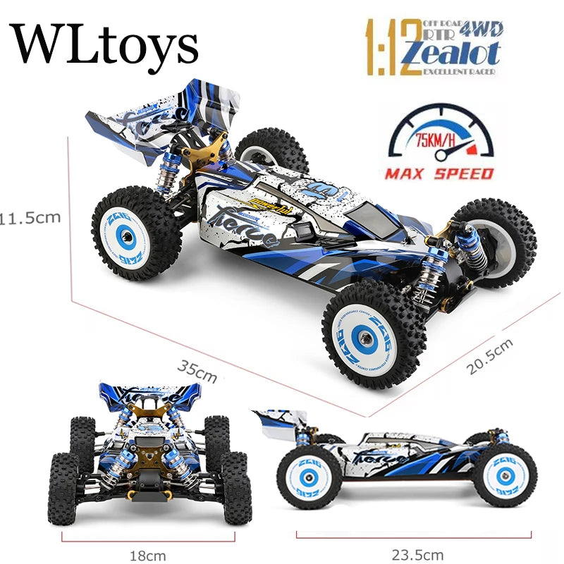 Wltoys New 124017-V8 1/12 2.4G Racing RC Cars 4WD Brushless Motor 75Km/H High Speed ​​Remote Control Off-road Drift Toys For Aduit