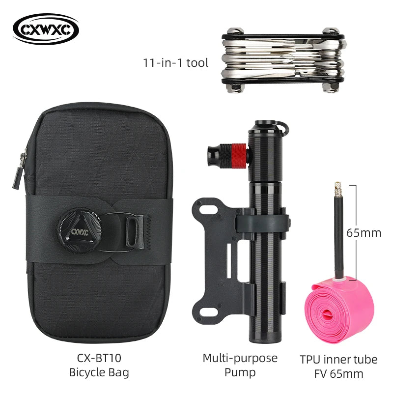 CXWXC Mini Bicycle Saddle Bag 0.6L Lightweight Small MTB Road Bike Tail Bag Portable Multi function boa Lockable Cycling Bag