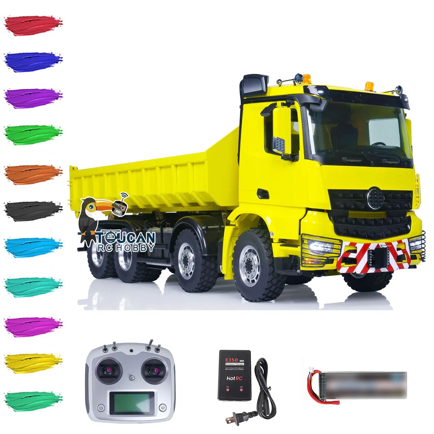 8x8 LESU 1/14 Hydraulic RC Full Dumper Truck RTR Remote Control Dump Car Model Light Sound Hook Battery TOUCAN HOBBY Tipper