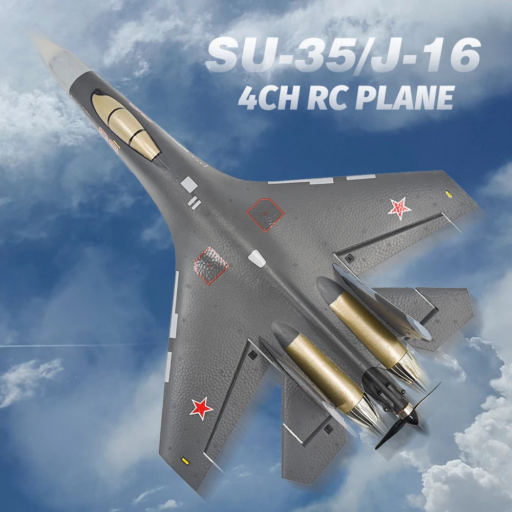 QF009 J16 Rc Plane 4CH Foam Remote Control Airplane Su35 Model Glider 2.4G 360° Flip-Roll 525mm Fixed Wing Fighter Aircraft Toy