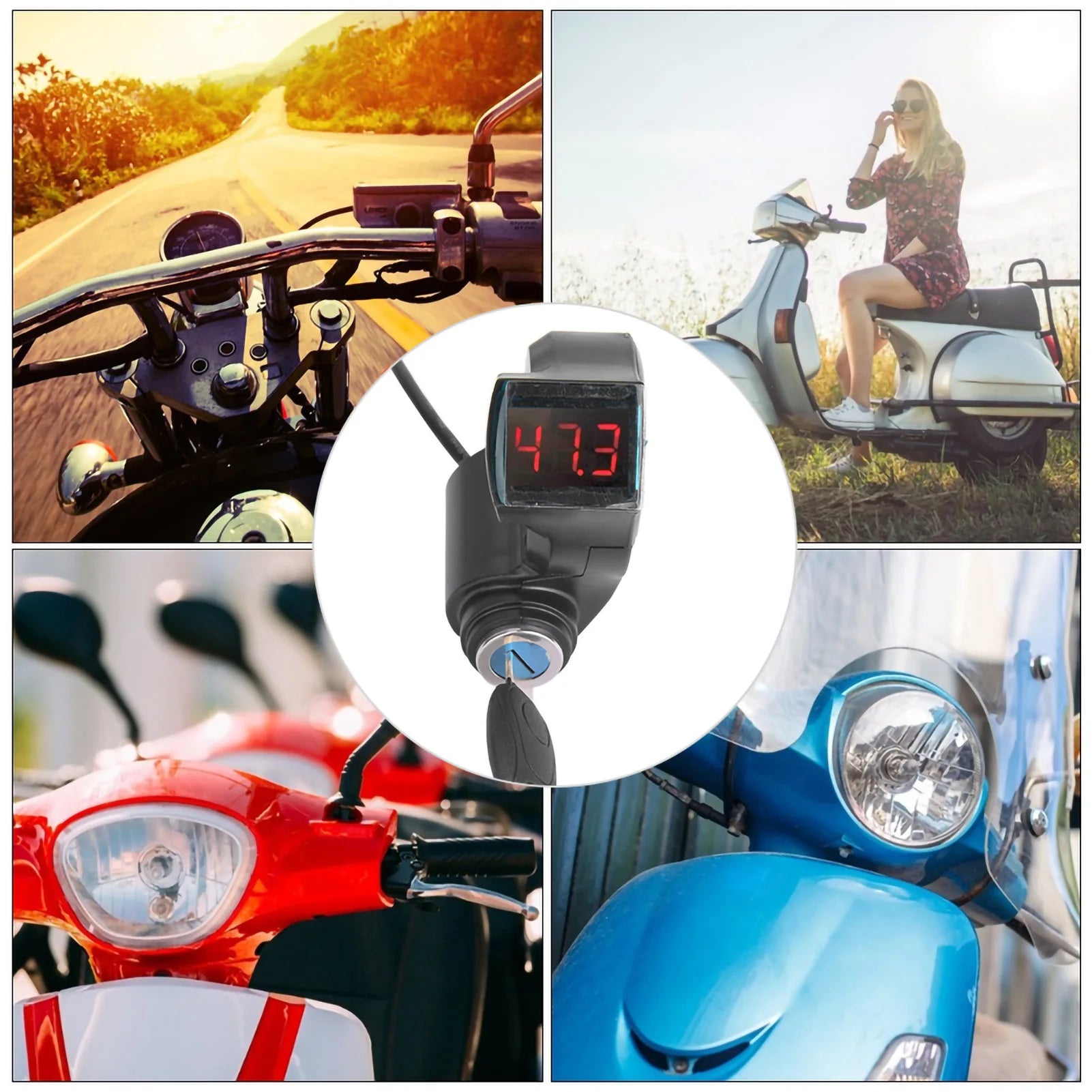 E-Bike Thumb Throttle Digital Battery Voltage Display Switch Power with Key Lock E-Bike Battery Display E-Bike Voltage Display