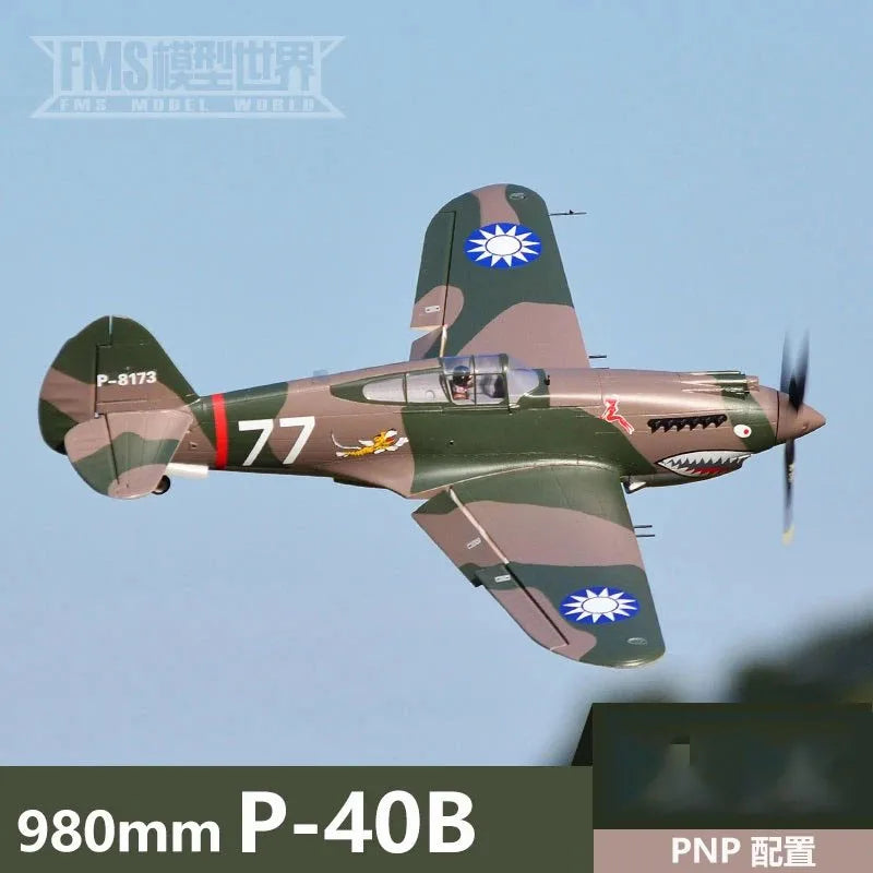 FMS 980mm P-40B Remote Controlled Aircraft Model Assembly Fixed Wing Aircraft Model Birthday Gift Simulation Aircraft Model