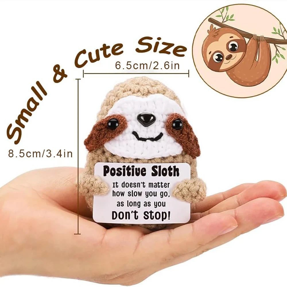 Positive Energy Pocket Hug Crochet Doll, Mini Handmade Knitted Plush Potato Turtle Vegetable Duck Funny Support Gift with Card
