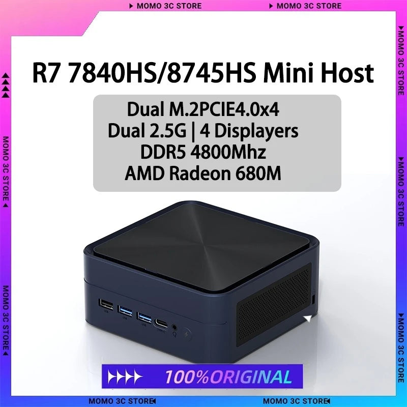 Mini Host Amd Ryzen R7-7735hs 8745hs Ddr5 70w Wifi6 4k Pcie4.0 Ssd High-End Gaming Desktop Mini Host Diy Barebone System