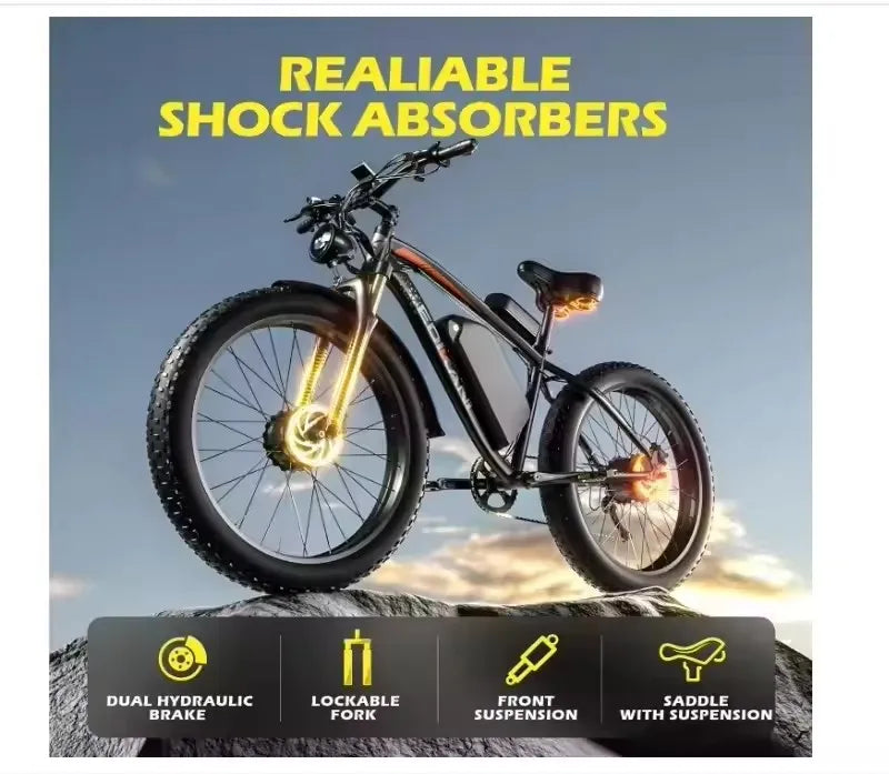2025 New Electric Bike for Adult 2000W Peak 2500W Dual Motor 23Ah 35MPH Fastest Ebike 26x4.0 Fat Tire All Terrain Electric bicyc