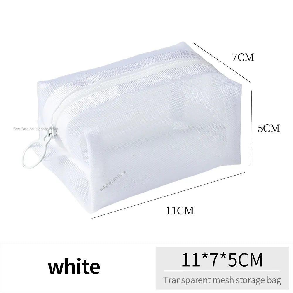 Multipurpose Breathable Square Mesh Storage Pouch Lightweight Mini Wash Bag Mini Zipper Coin Purse Large Capacity Coin Purse