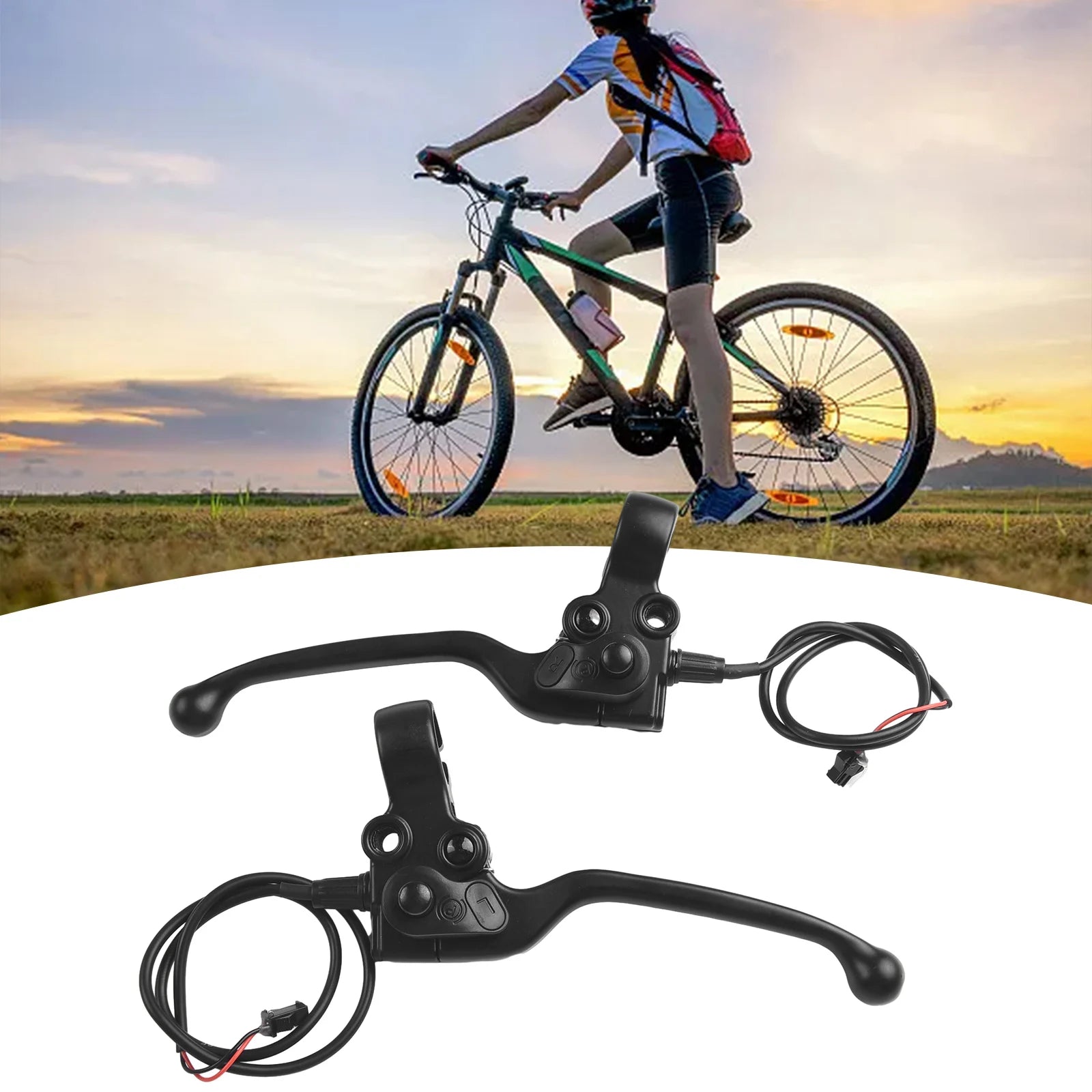1 Pair E-Bike Mechanical Brake Levers Electric Bicycle Part With Parking Button E-Bike Part Accessories