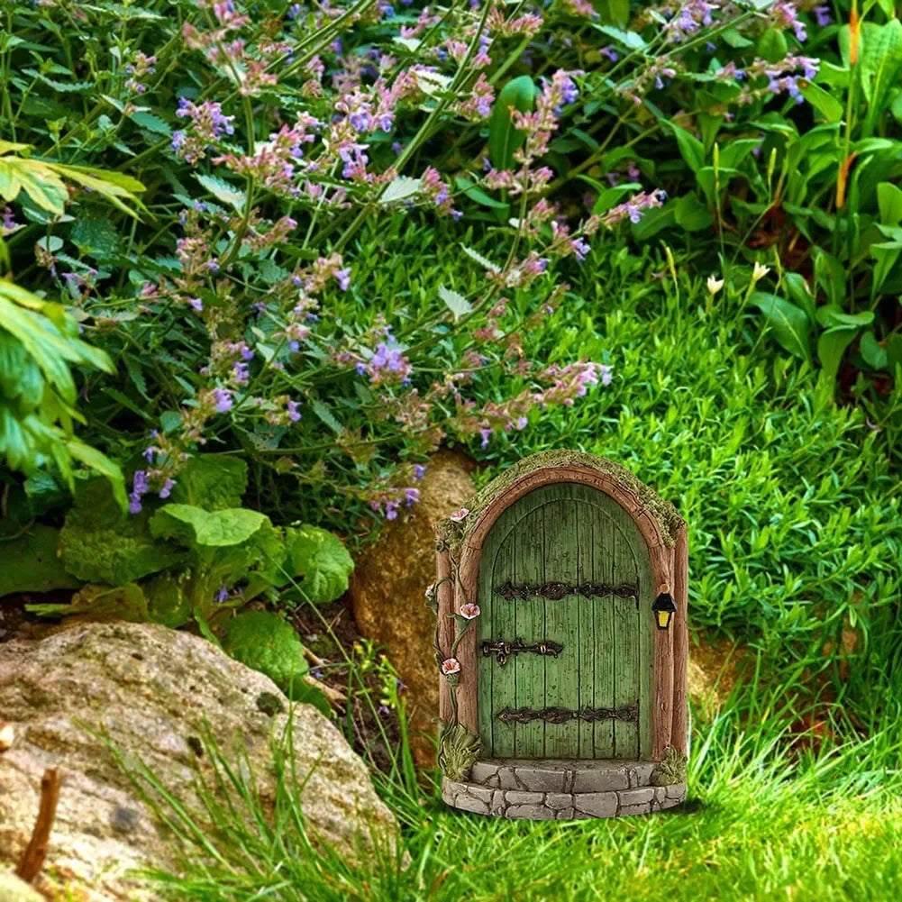 Elf Fairy Door Miniature Garden Tree Doors Miniature Yard Art Wooden Sculptures Mini Home Garden Doors Christmas Decoration