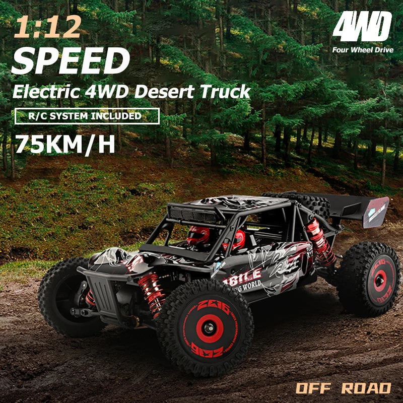 75KM/H WLtoys 124016 V8 RC Car Brushless 4WD Electric High Speed ​​Off-Road Remote Control Drift Rc Cars for Adults Toys