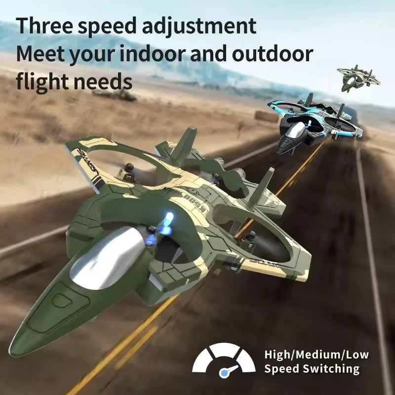 K500MAX RC Plane Fighter 2.4G Remote Control Stunt Glider 360° Rolling Flight Flying EPP Foam Airplane with LED Toys for Kids