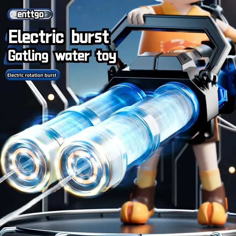 Automatic Gatling Water Gun Toy Rotating Double Barrel With Lighting Water Bag Continuous Shooting Fire Outdoor Toys for Kids