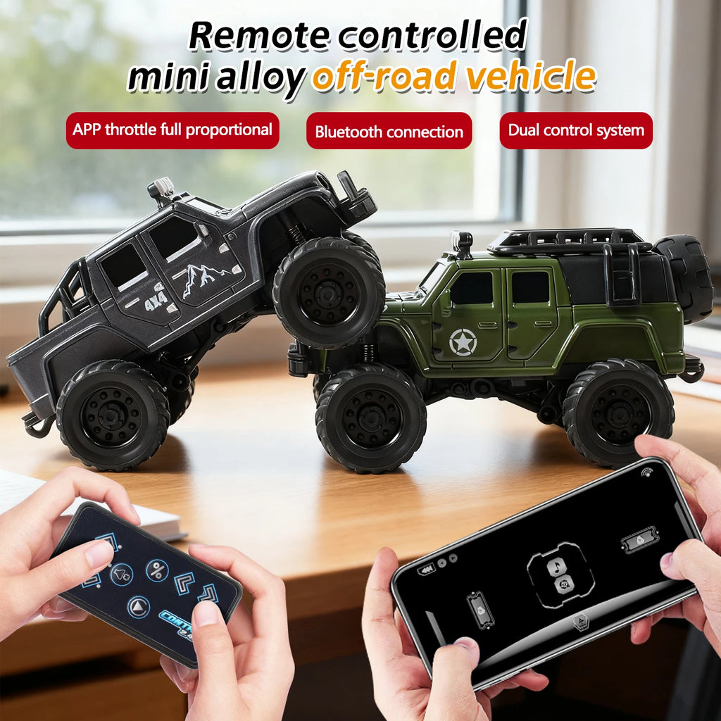 SENNIXIONG 1:64 MINI Alloy Electric Remote Control All Terrain Vehicle Light Climbing Truck Toy for Children Gift