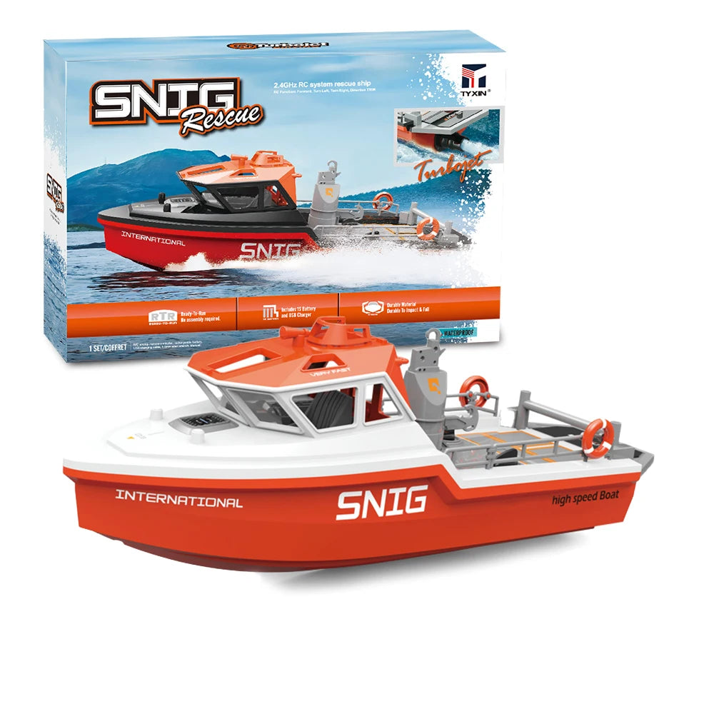 TX694 Rc Boat Brushless Motor Electric 2.4G 1/32 Remote Control Rescue Boat Model Pool Toys Gifts for Kids Boys