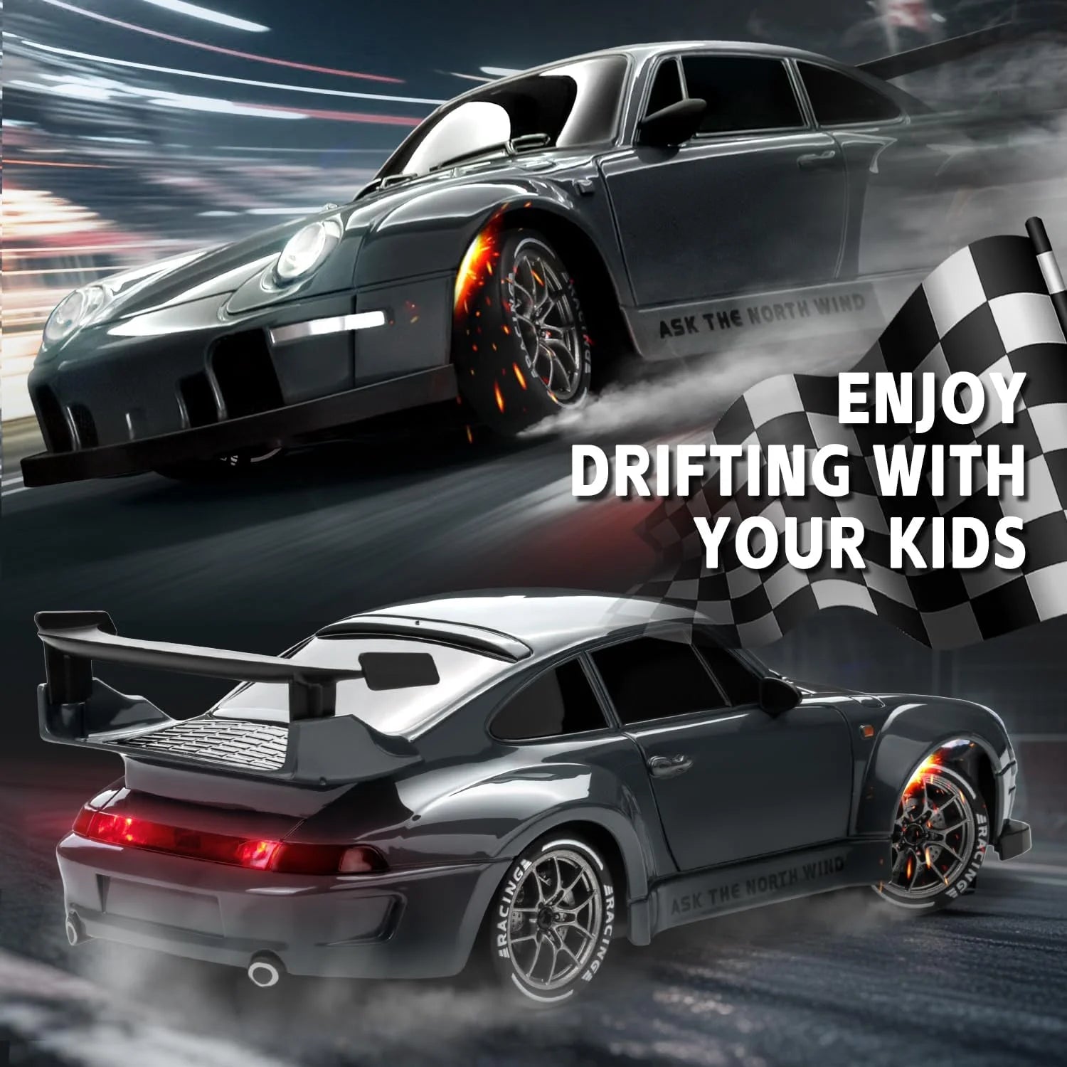 New 4WD Rc Cars 1:24 RC Drift Car 2.4G with Dual Drifting Tires and LED Lights 20+KM/H Race Toy Remote Control Car for Adult Kid