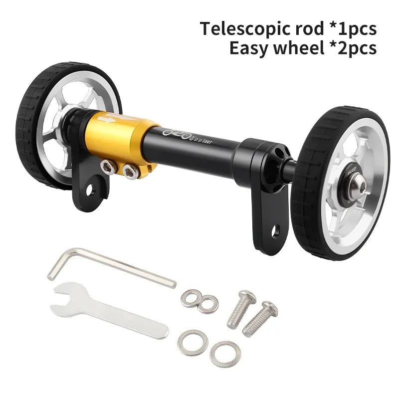 MUQZI Eazy Wheel and Extender Telescopic Mounting Axle Rod Kit Compatible with Brompton Folding Bike