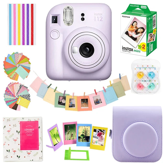 Original Fujifilm Instax Mini12 Camera + 20 Sheets Instax Mini Film+ Album +Case Bag+ 10 in 1 Kits For Girl New Year's Day Gifts