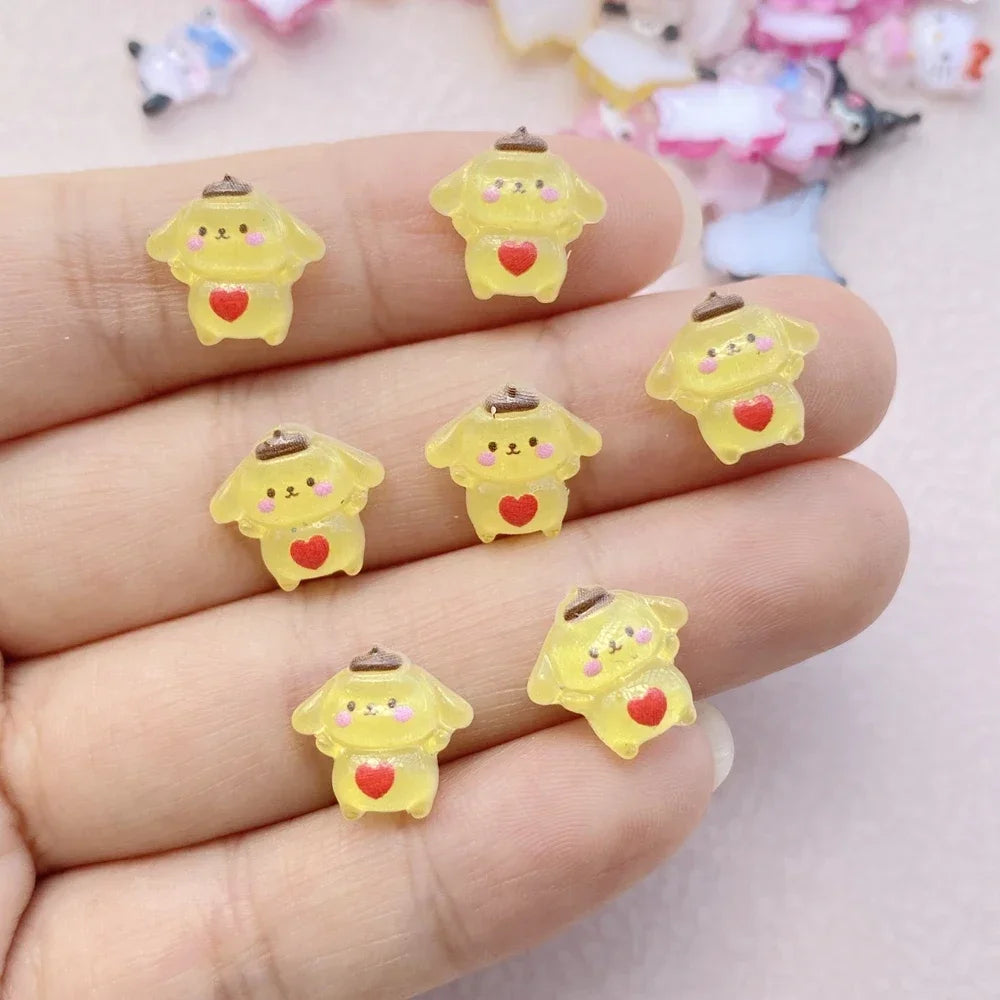 50 pcs Hars Mini Cartoon Animals Cats, Puppies, Rabbits Steentjes Beeldjes Nail Art Haarspeld Diy Plakboek Accessoires Ambachten