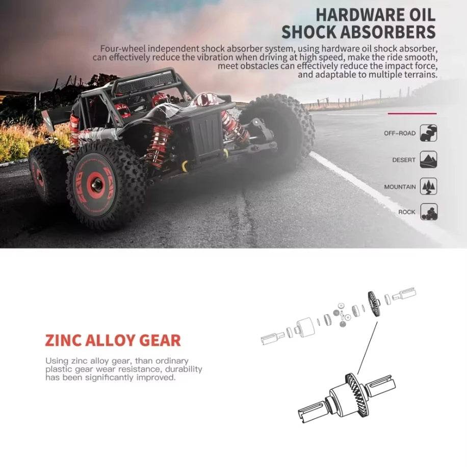 75KM/H WLtoys 124016 V8 RC Car Brushless 4WD Electric High Speed ​​Off-Road Remote Control Drift Rc Cars for Adults Toys