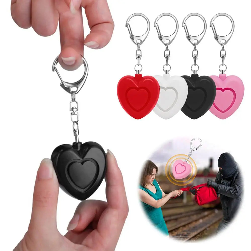 Heart-shaped Portable Emergency Girl Women Security Alarms  Self Defense Alarm Safety Loud Keychain Emergency Alarm Anti-wolf