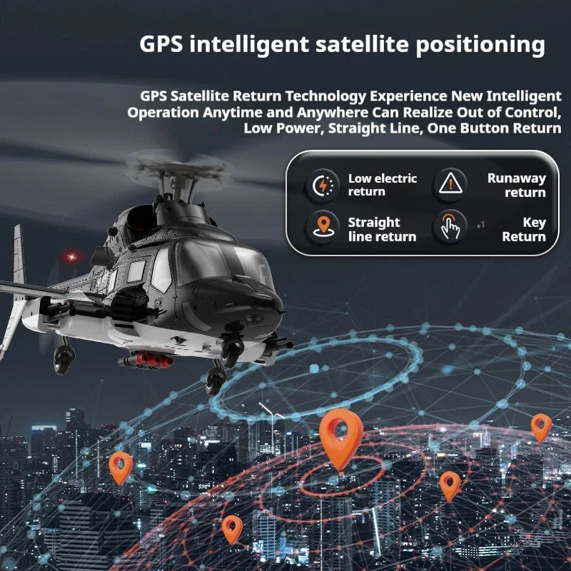 Yuxiang F02s Flying Wolf Armed Remote Control Helicopter Gps Positioning Automatic Return 1:34 Remote Control Aircraft 6-Channel