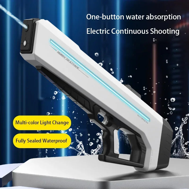 Super Burst Automatic Water Gun Toy, 2024 NEW LED Large Capacity Electric Shooting Water Gun Outdoor Swimming Pool Adult Gifts