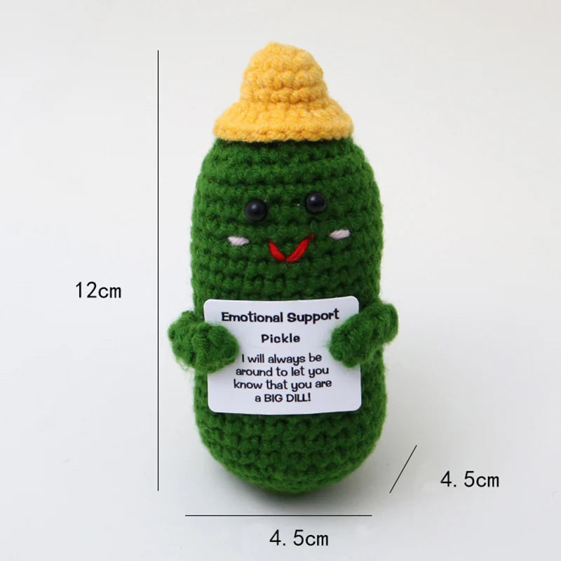 Positive Energy Pocket Hug Crochet Doll, Mini Handmade Knitted Plush Potato Turtle Vegetable Duck Funny Support Gift with Card
