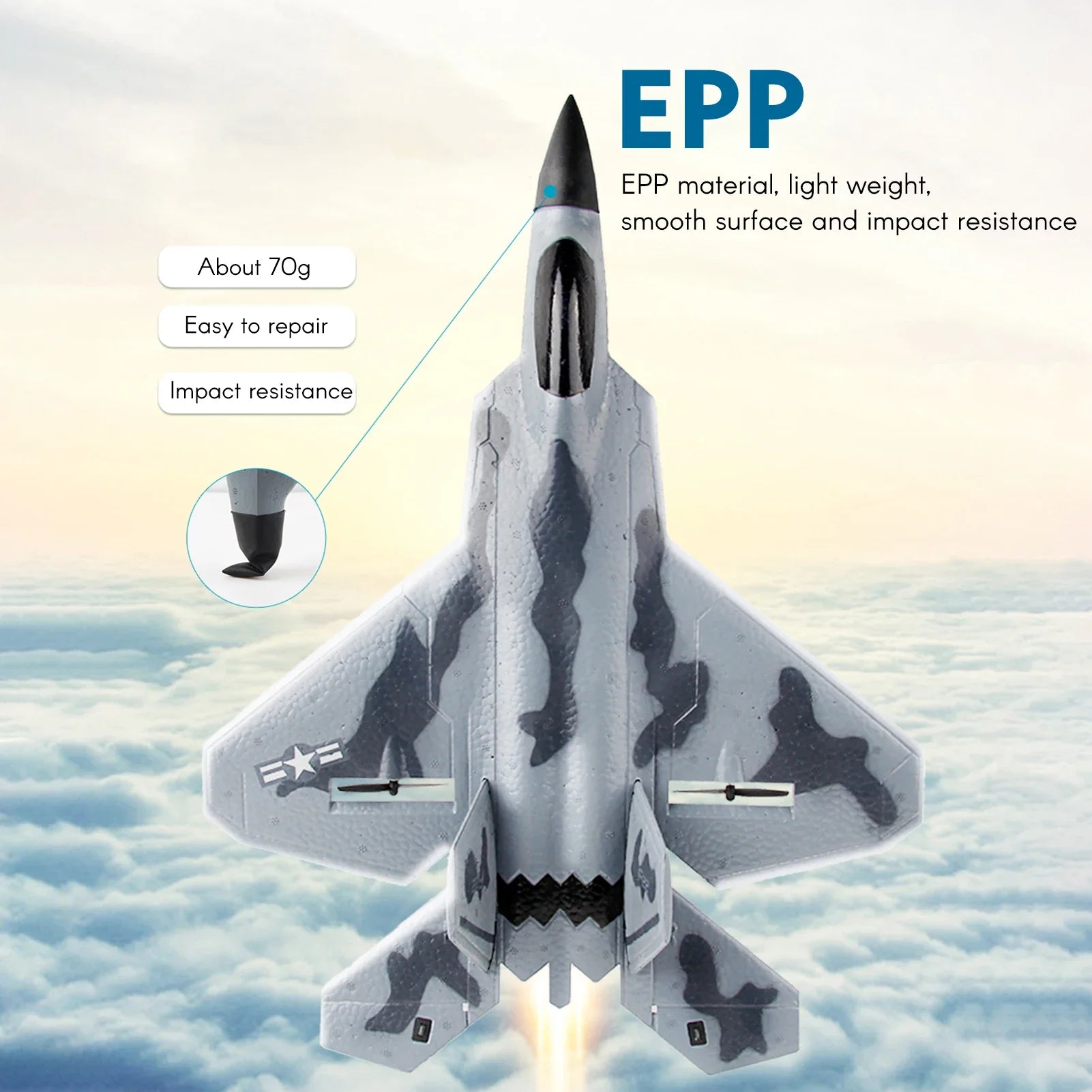 Cross-border Hot Selling F22 Fighter Series FX-822 Fixed-wing Foam Airplane Dual-aisle Rc Airplane Model