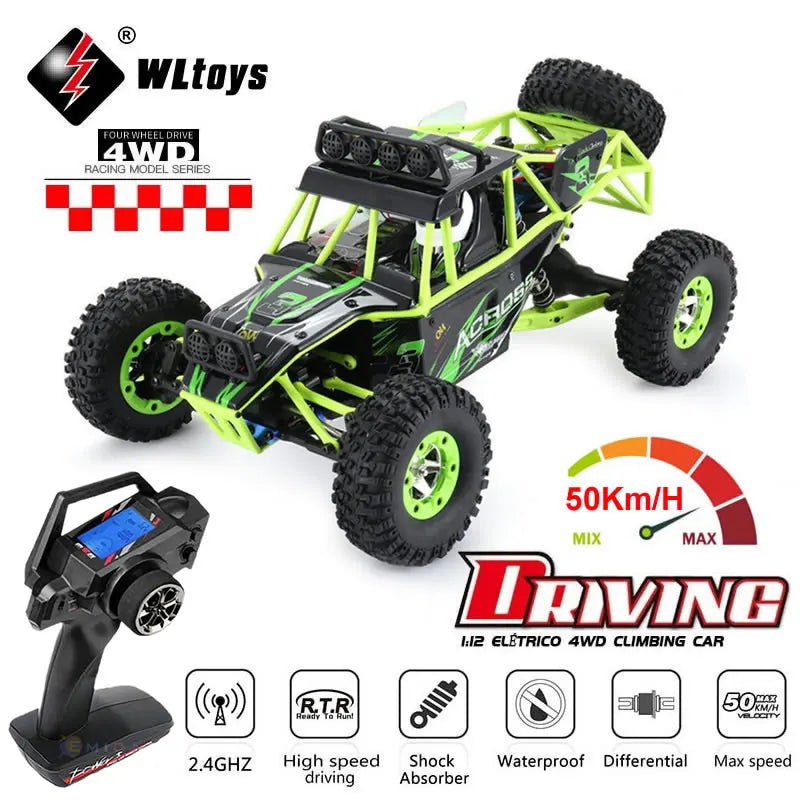 WLtoys 12428 1:12 4WD RC Racing Car High Speed ​​Off-Road Remote Control Alloy Climbing Truck LED Light Buggy Boys Toys Kids Gift