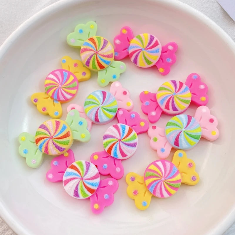 20Pcs New Cute Resin Candy, Lollipop Series Flat Back Scrapbooking DIY Jewelry Craft Decoration Accessories