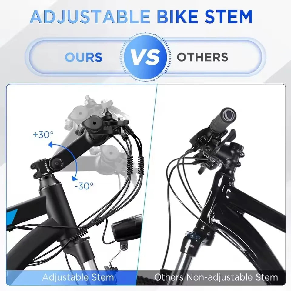 Electric Bike for Adults, 26'' 1000W Peak Ebike,Up to 50 Miles 21.7MPH Electric Mountain Bike with 48V 374.4WH Removable Battery