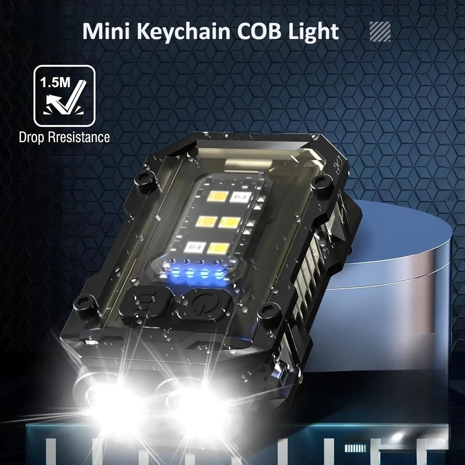 High Power EDC Keychain USB Rechargeable LED Flashlight Tactical Self Defense Torch COB Side Light Waterproof Camping Work Lamp