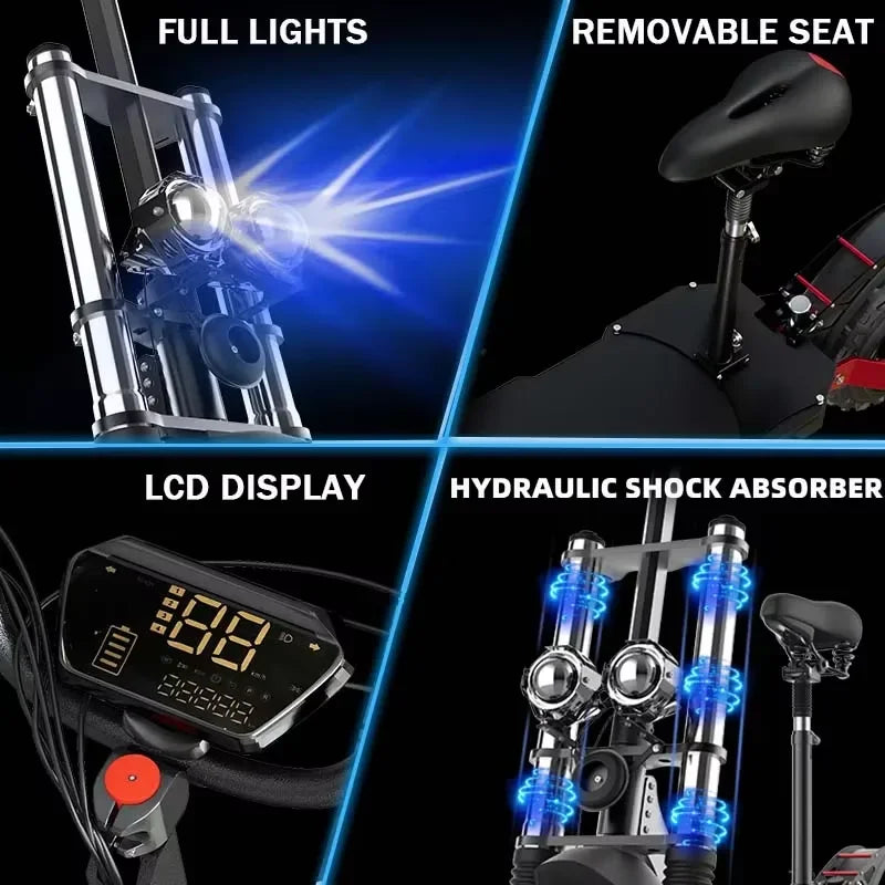 1200-6000W Electric Scooter Single/Dual Motor Electric Scooter Adult 60-85km/h Fast Speed 85KM Long Range 20-30AH Battery EU US