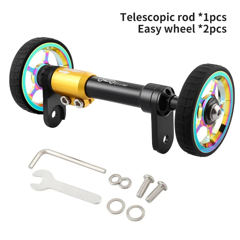 MUQZI Eazy Wheel and Extender Telescopic Mounting Axle Rod Kit Compatible with Brompton Folding Bike