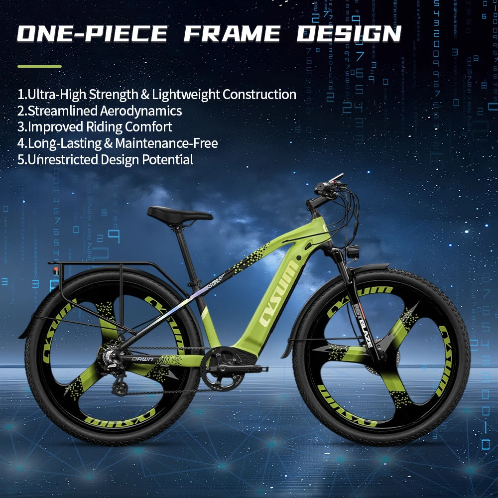 CYSUM Mountain E-bike 48V14AH Removable Lithium Battery 29Inch Integrated Wheel 100km Range Off-road Adults Electric Bicycle